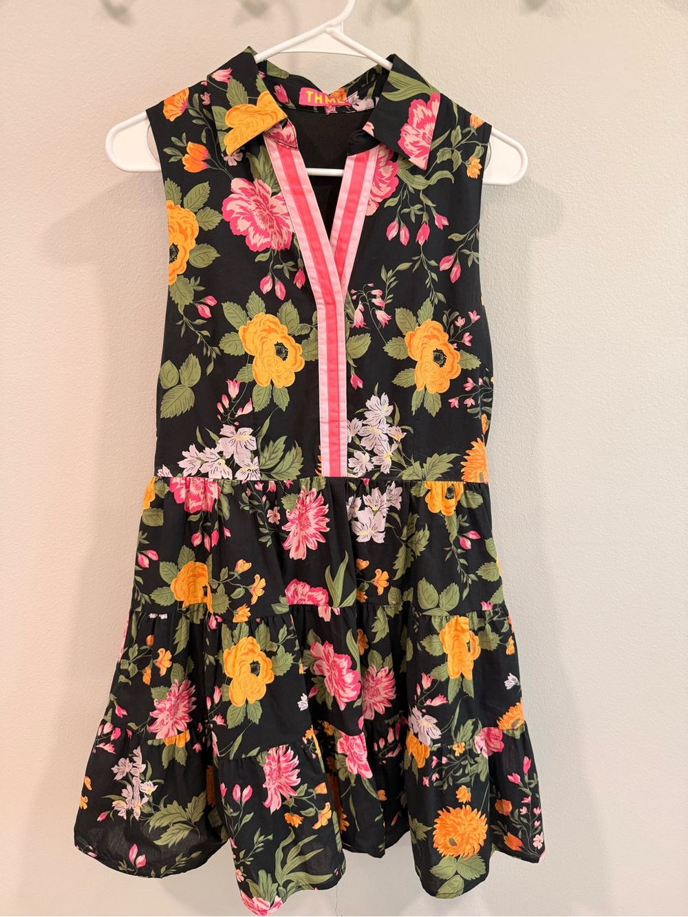 THML Black Floral Tiered Dress with Pink & Yellow Accents - Picture 3 of 5